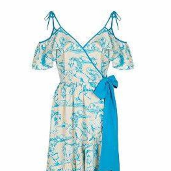 NWT NORDSTROM Midi Wrap Viscose Silk Dress NOCTURNE - Picture 3 of 6